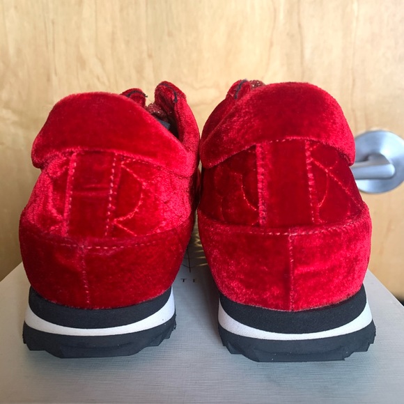 Charlotte Olympia Red Velvet Work It Trainers Sneakers - Picture 8 of 9